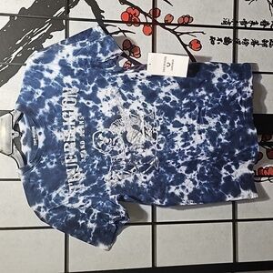 True Religion Tye Dye Blue‎ White Shirt NWT